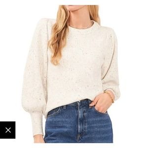1. STATE Long Puffed Blouson Sleeve Crew Neck Sweater